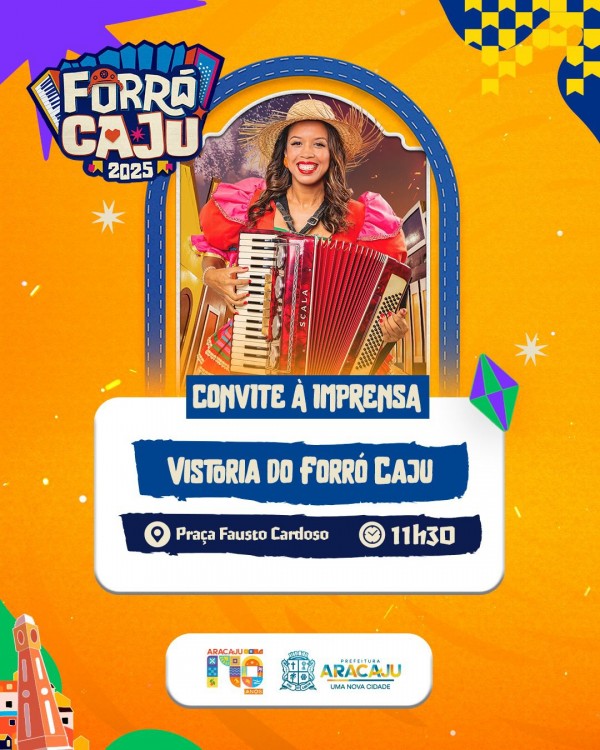 CONVITE À IMPRENSA | Prefeita Emília Corrêa acompanha vistoria do Forró Caju 2025 na Praça Fausto Cardoso, nesta sexta 30